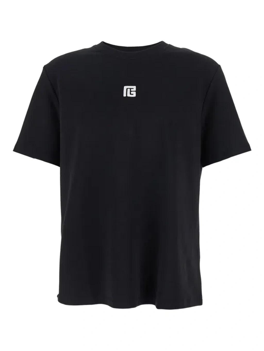 BALMAIN Logo-embroidered Crew-neck T-shirt In Black Product Image