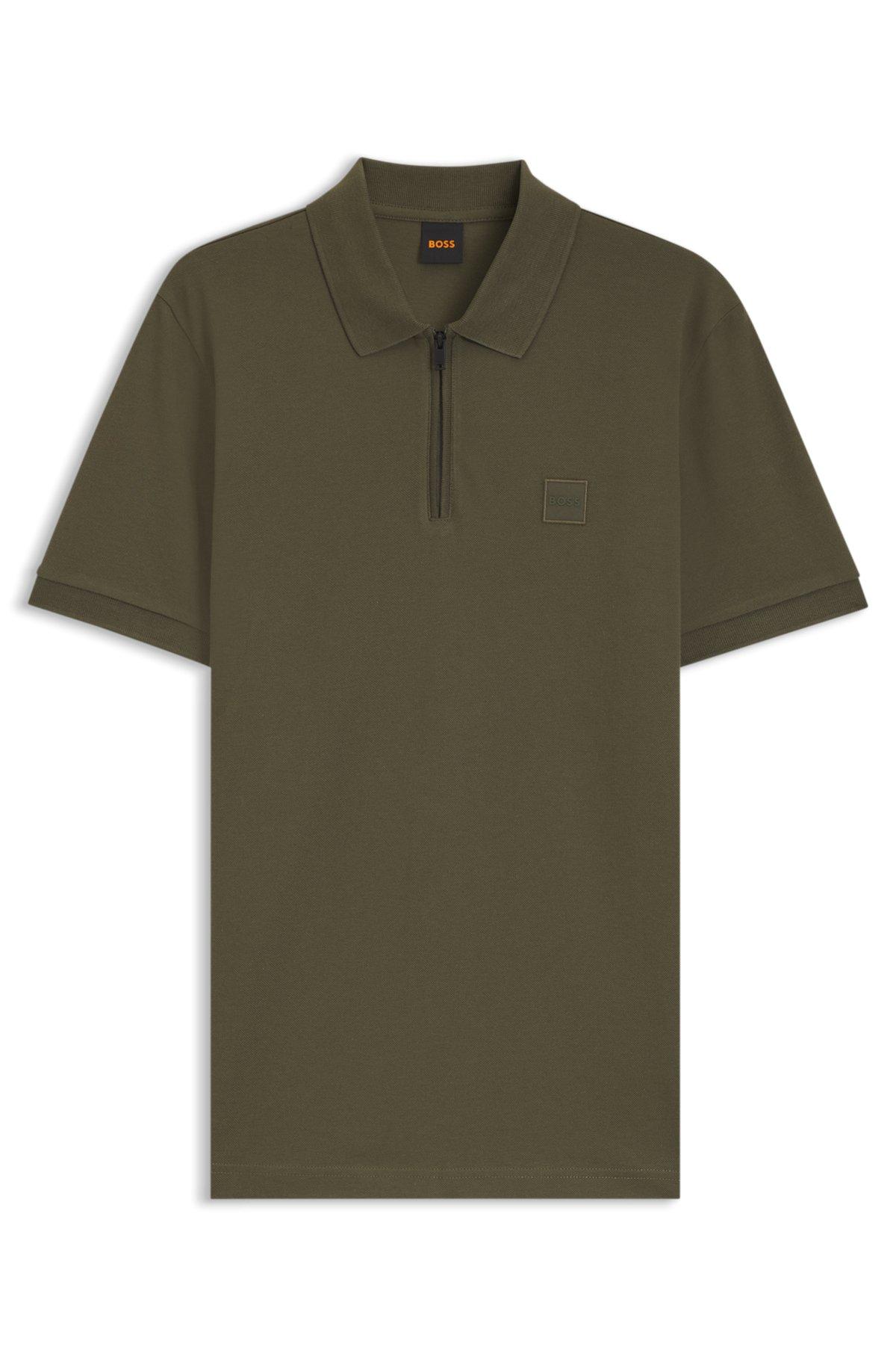 Stretch-cotton slim-fit polo shirt with logo patch Product Image