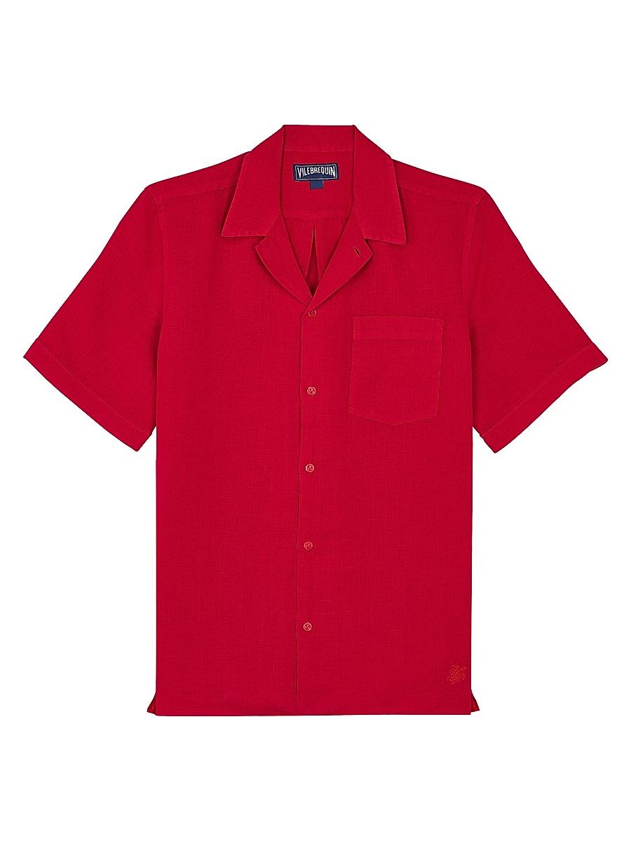Vilebrequin Men's Linen Solid Bowling Shirt Product Image