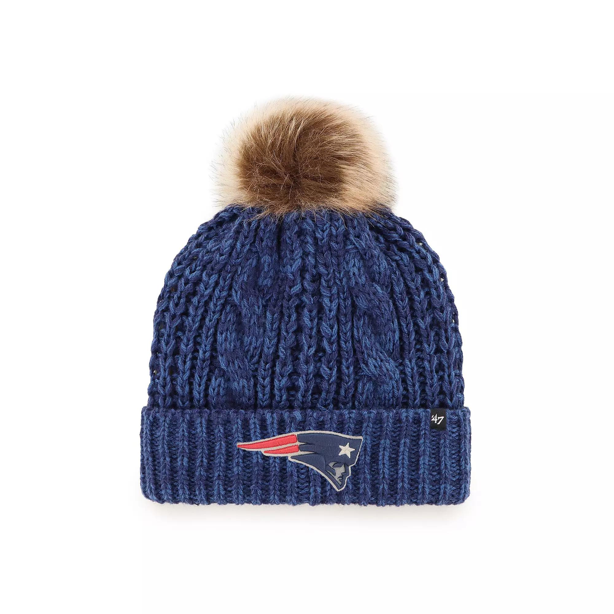 Women's '47 Navy New England Patriots Logo Meeko Cuffed Knit Hat with Pom, Blue Product Image