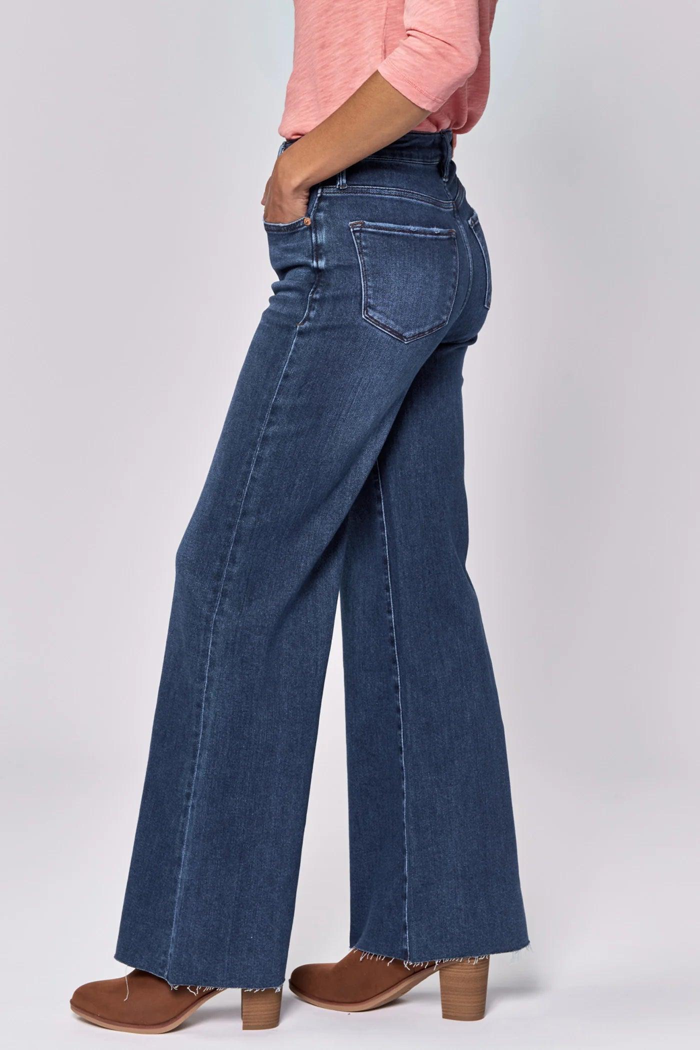 Fiona High Rise Wide Leg Flare Dark Wash Product Image