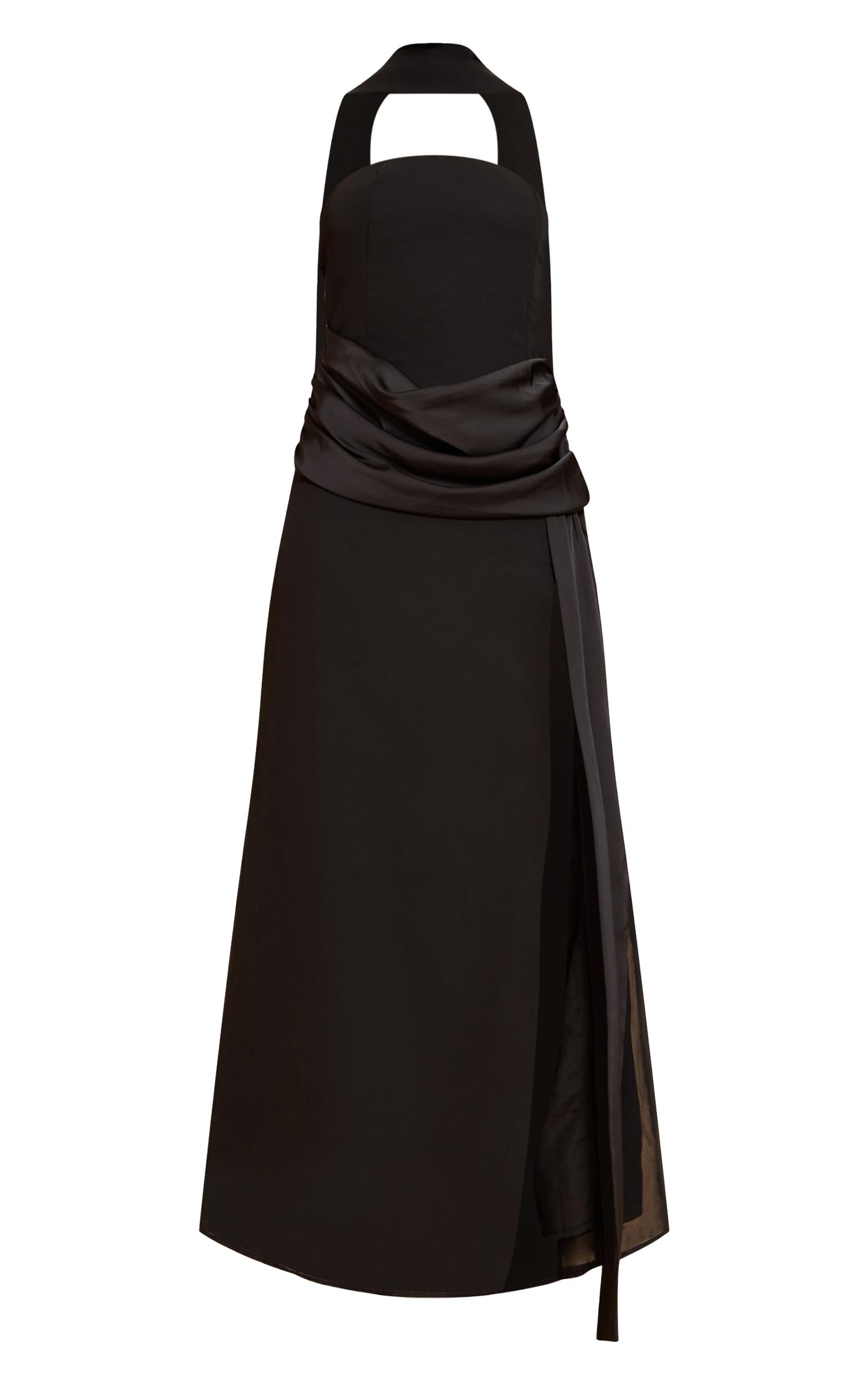 Black Bandeau Drape Detail Maxi Dress Product Image