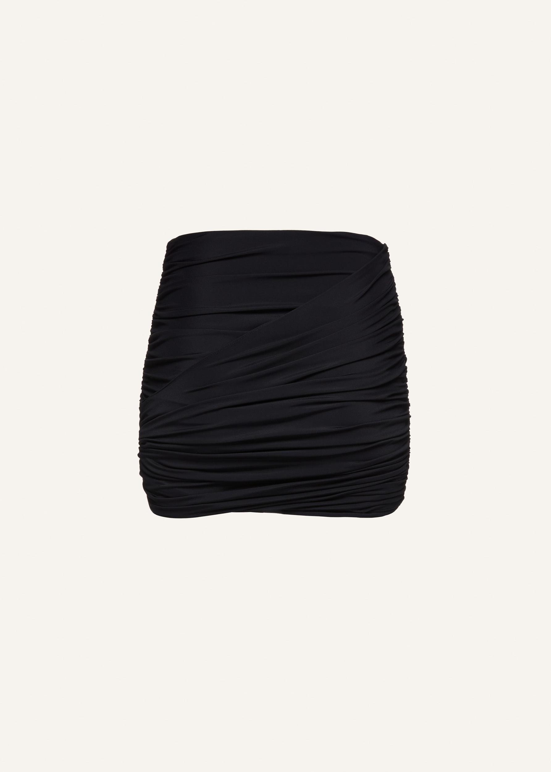 Draped mini swim skirt in black Product Image
