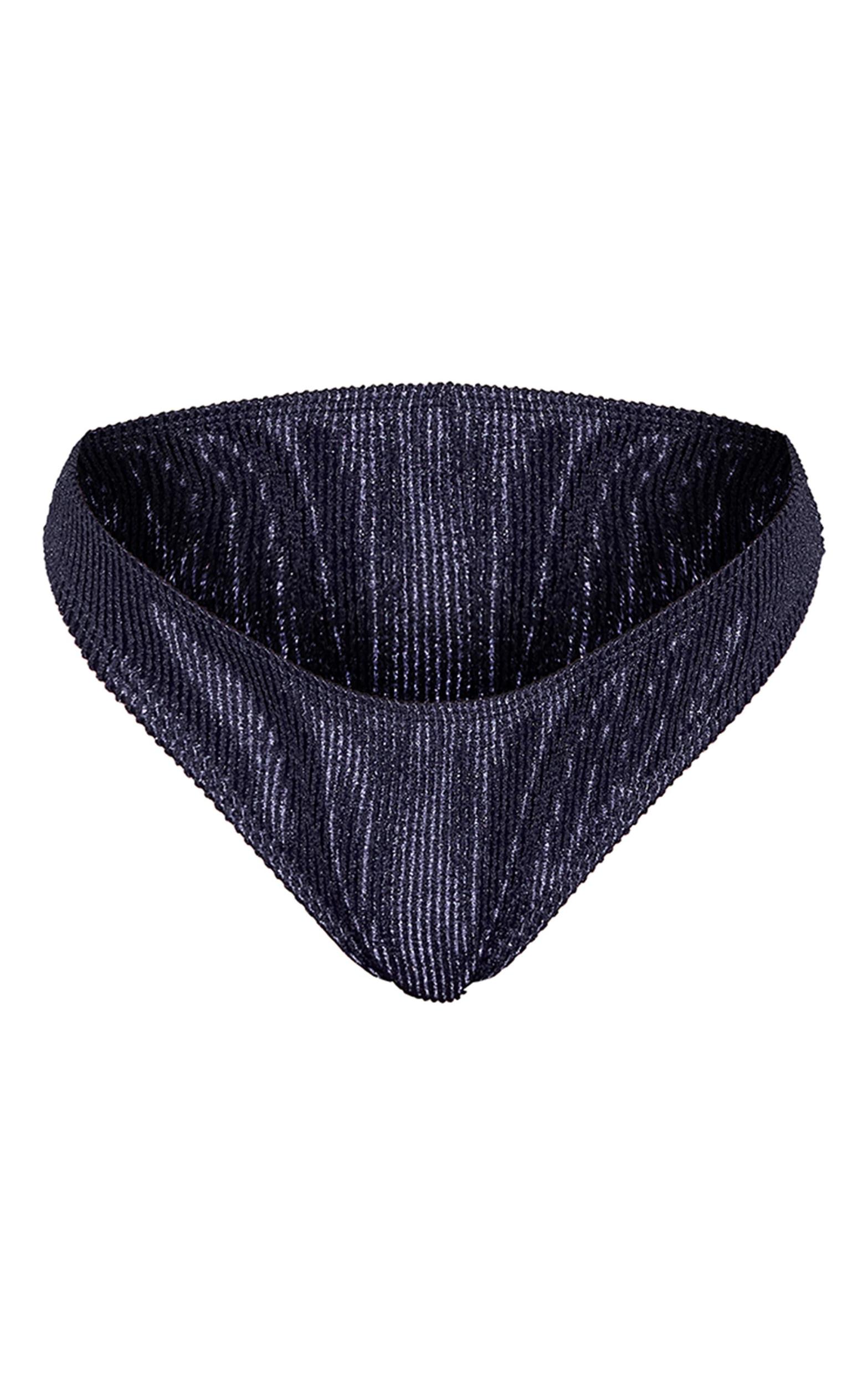 Navy Metallic Crinkle High Leg Bikini Bottoms Product Image