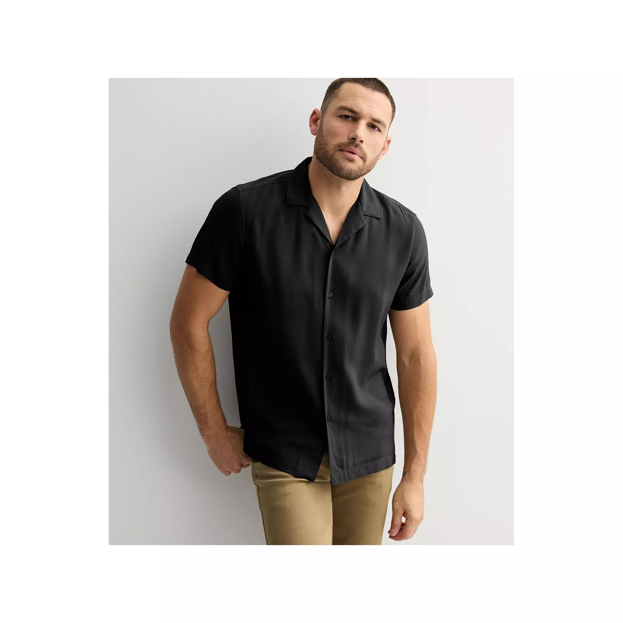 Men's Apt. 9 Short Sleeve Rayon Camp Collar Shirt, Size: Large, Light Blue Product Image