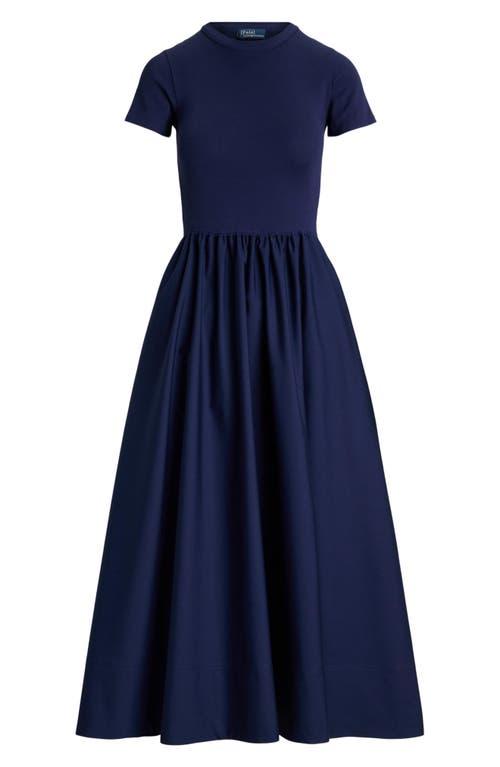 POLO RALPH LAUREN Short Sleeve Cotton Midi Dress Product Image