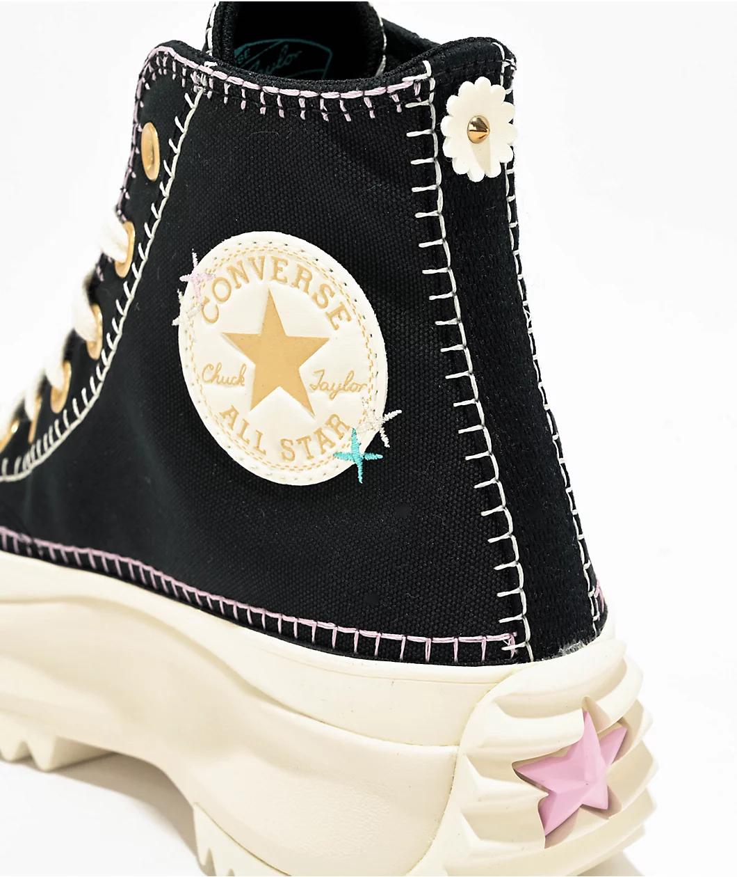 Converse Run Star Hike Platform Crafted Stitching Black High Top Shoes Product Image