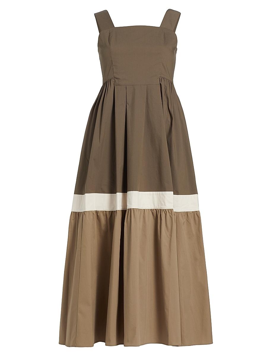 Womens Colorblock Tiered Midi-Dress Product Image