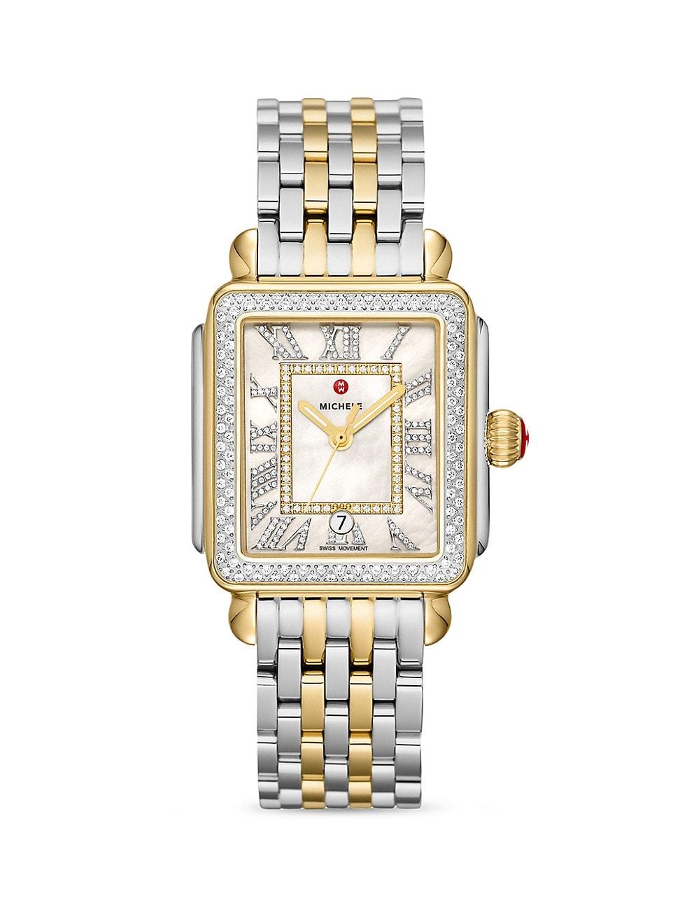 Womens Deco Madison Diamond & Two-Tone Stainless Steel Bracelet Watch Product Image