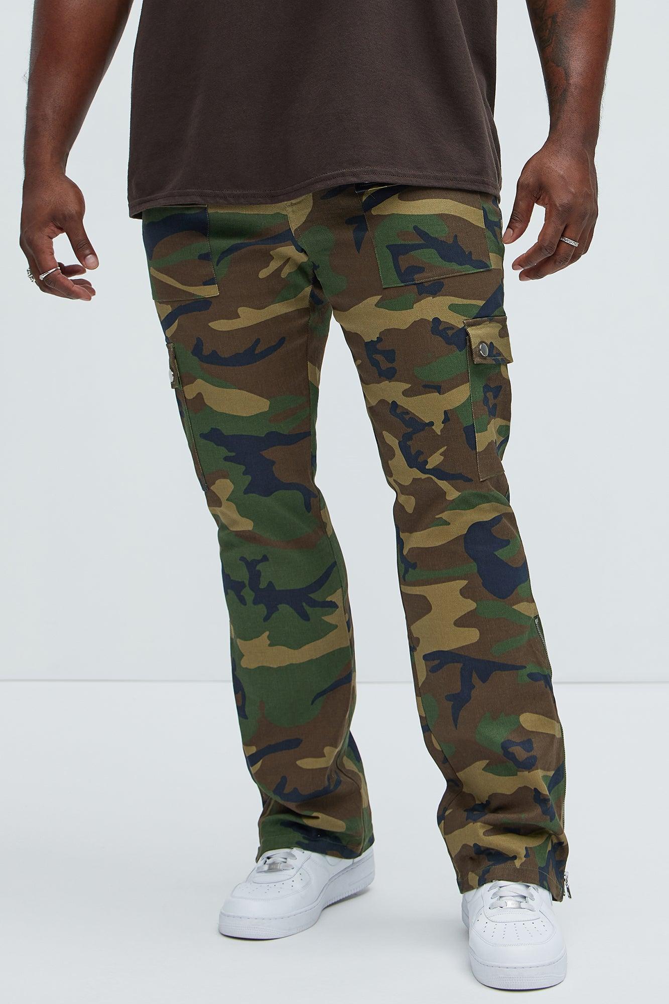 On The Verge Waxed Zipper Skinny Flare Cargo Pants - Camouflage Product Image