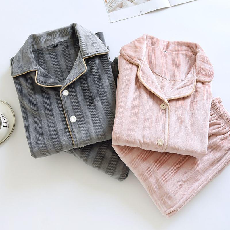 Couple Matching Striped Pajama Set Product Image