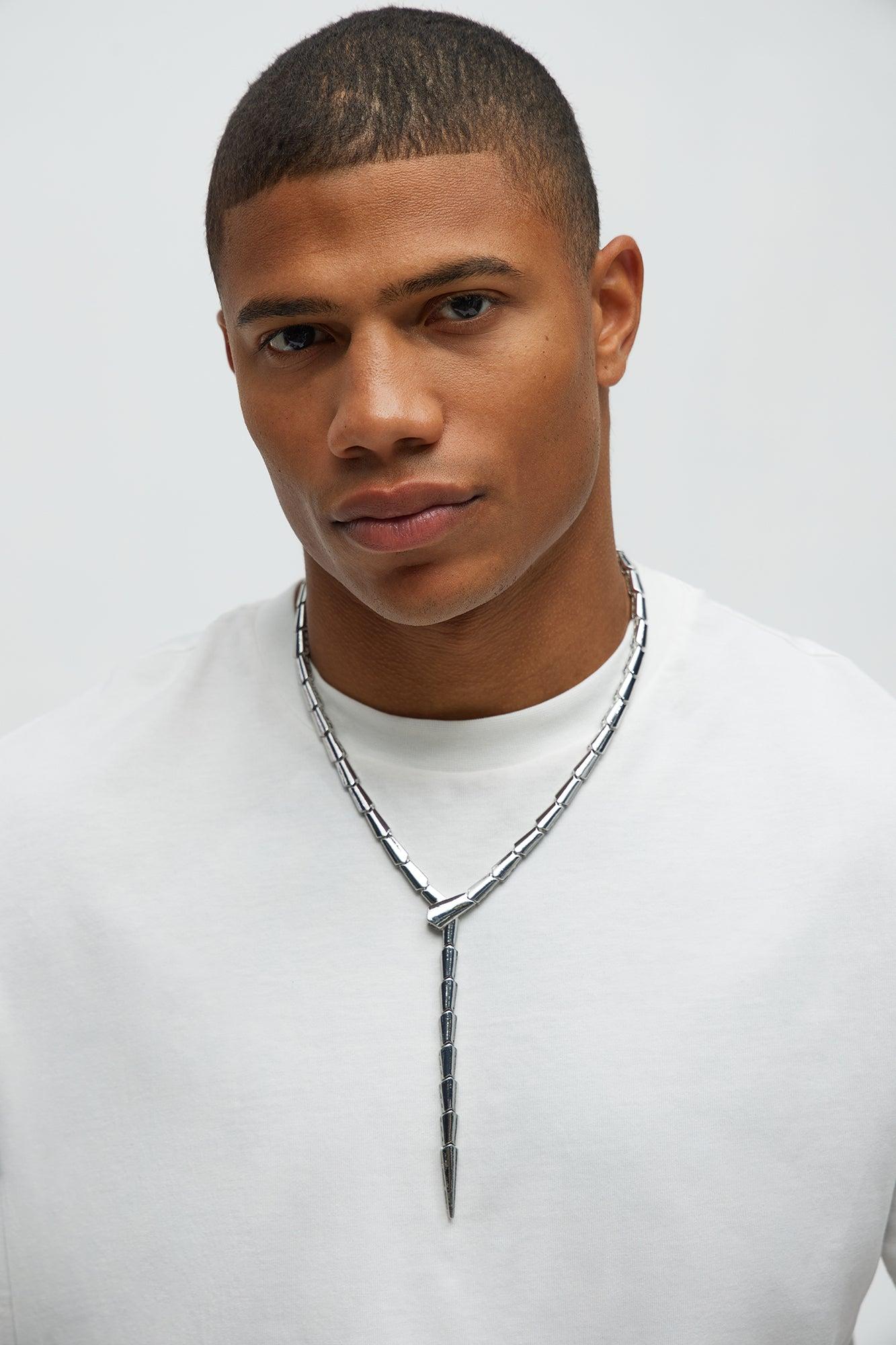 Weir Snake Lariet Chain - Silver Male Product Image