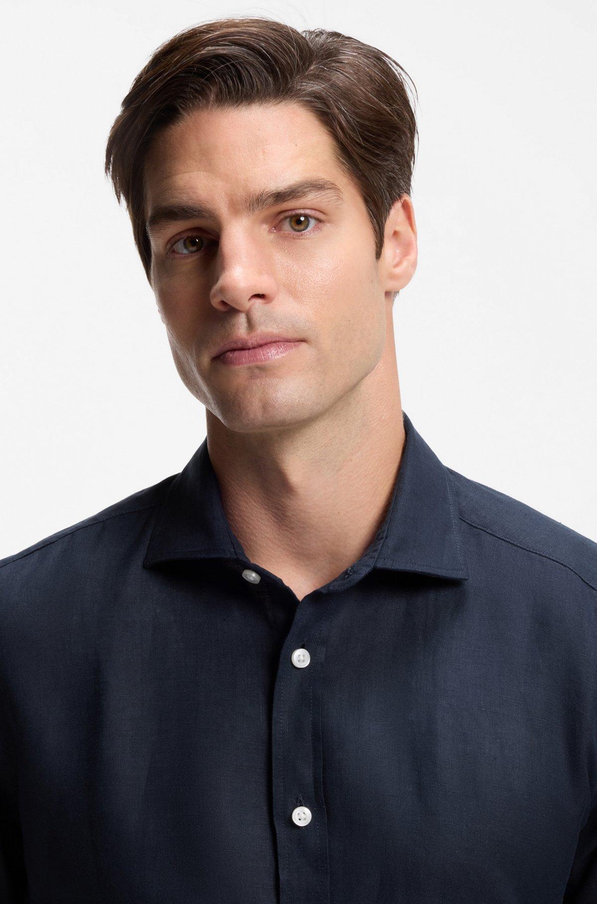 Regular-fit shirt in washed linen Product Image