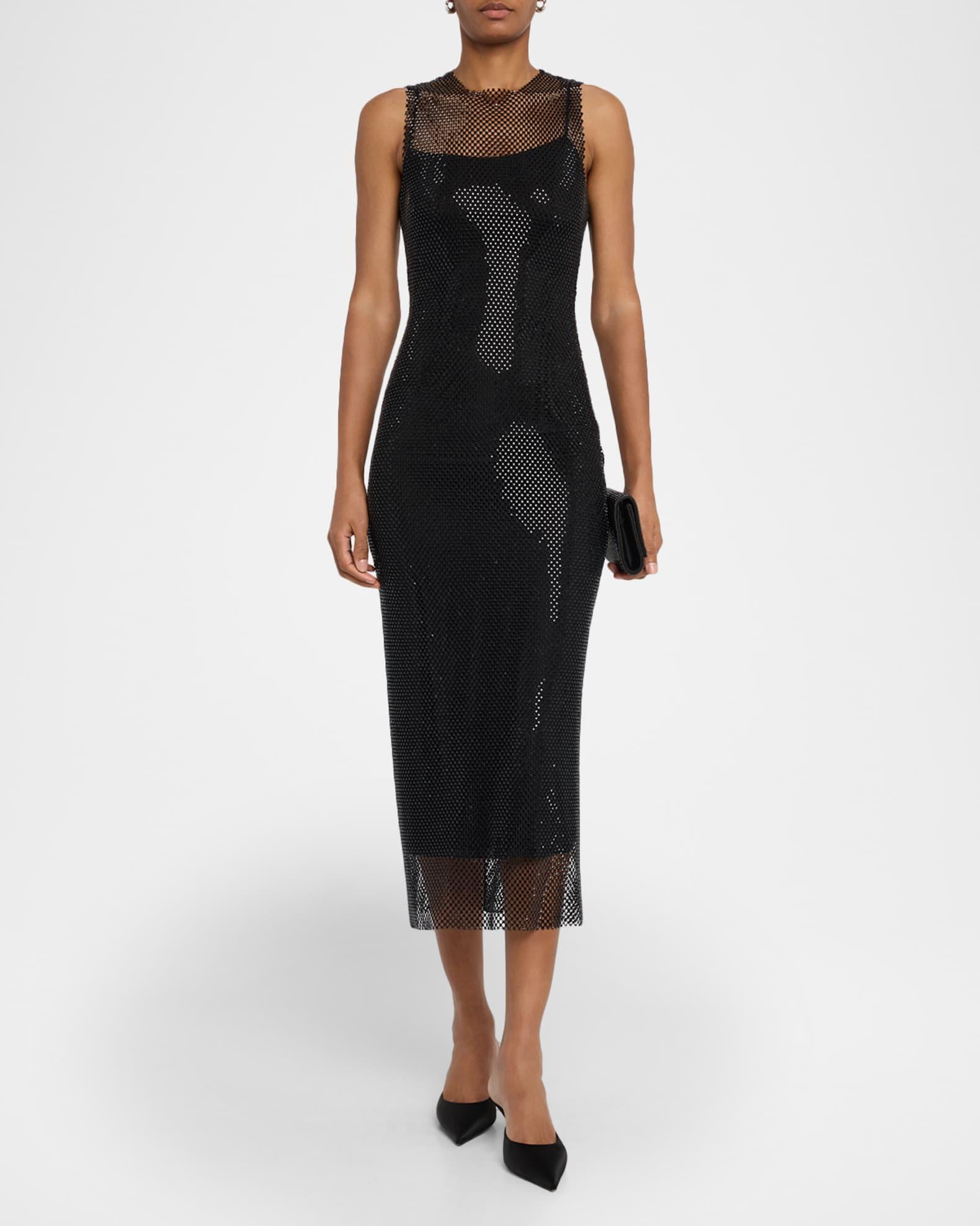 Rhinestone Mesh Midi Dress Product Image