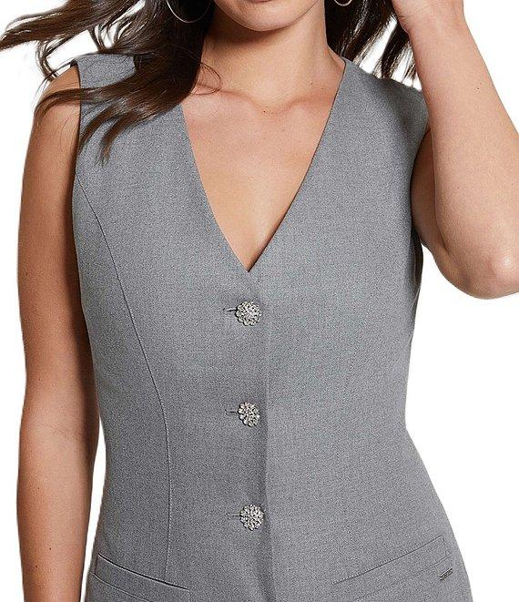 Guess Doris Sleeveless Rhinestone Buttoned Dress Product Image