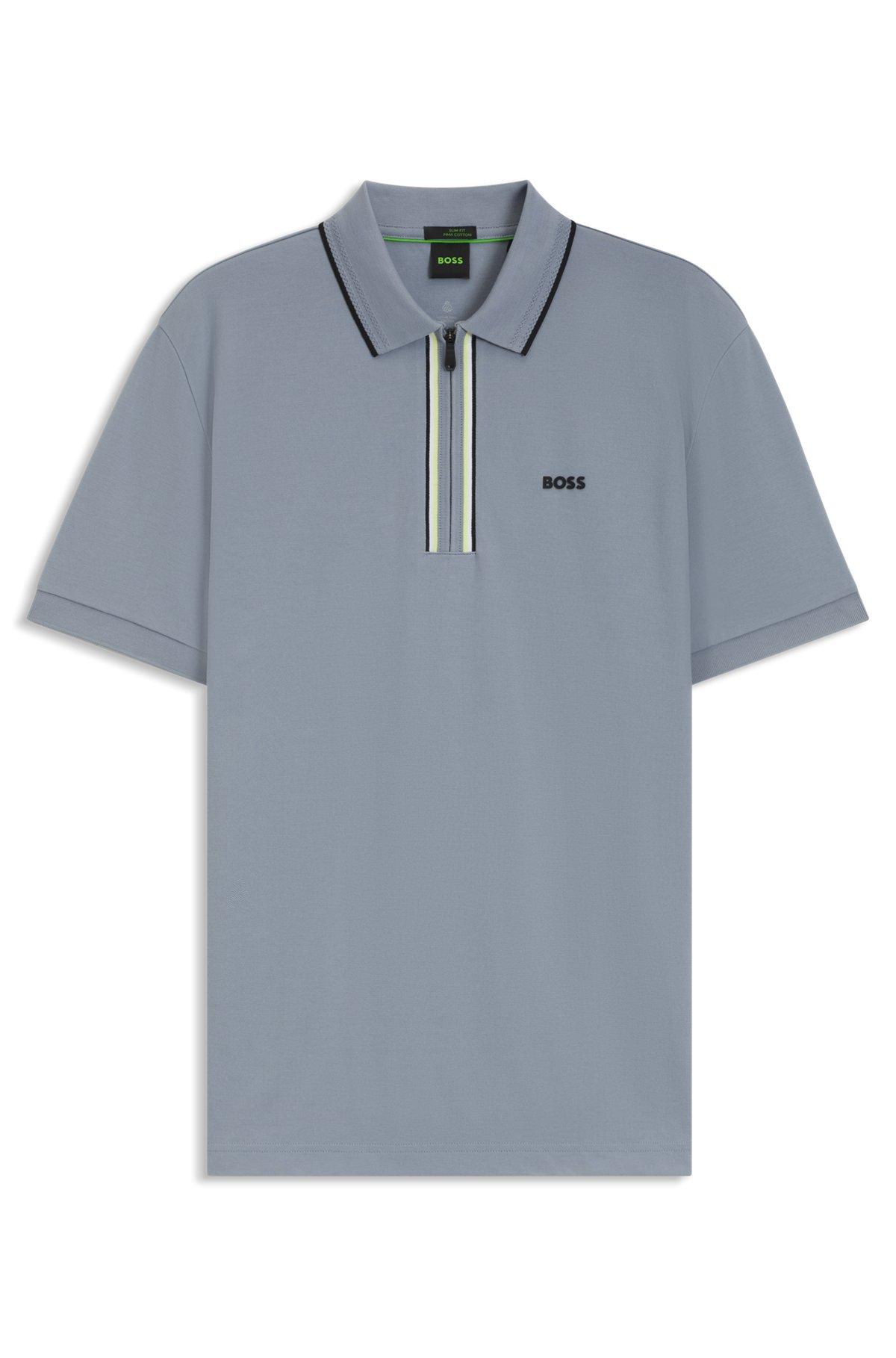 BOSS - Slim-fit polo shirt in quick-dry stretch cotton - Dark Grey Product Image