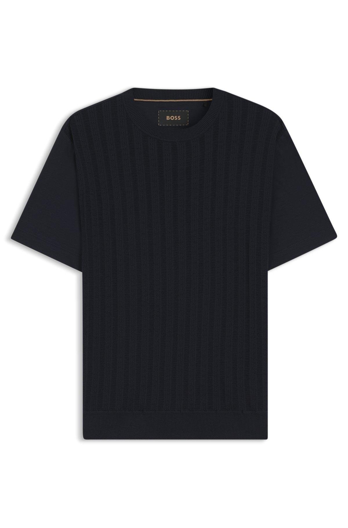 Cable-knit T-shirt in cotton and silk Product Image