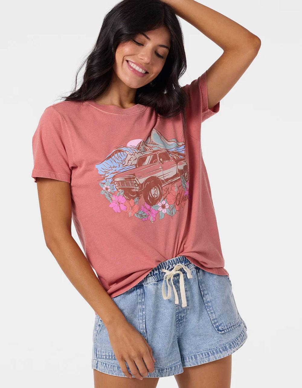 O'NEILL Sunset Crossing Womens Boy Tee - CORAL Product Image