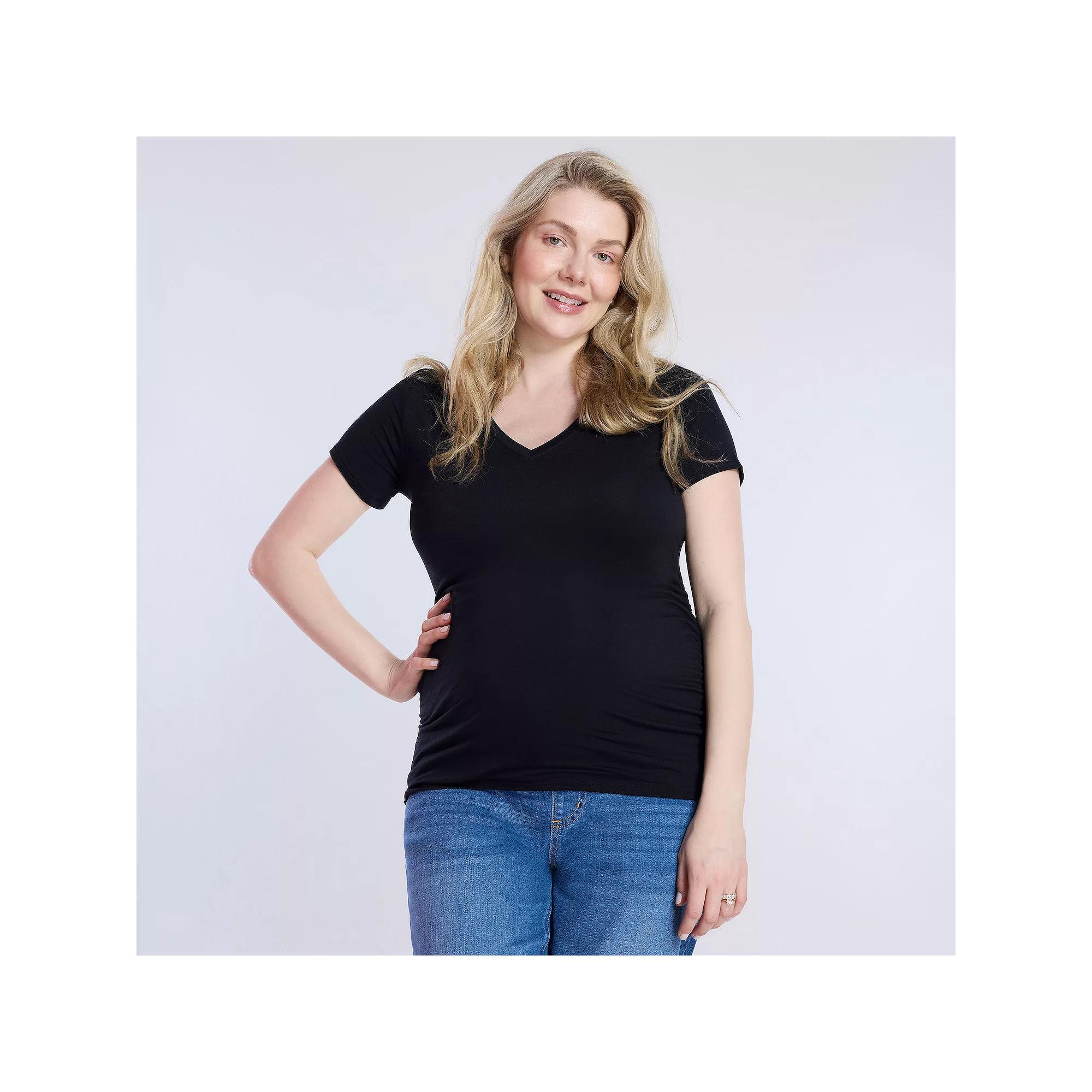 Maternity Motherhood® Side Ruched V-Neck Tee, Women's,  Product Image