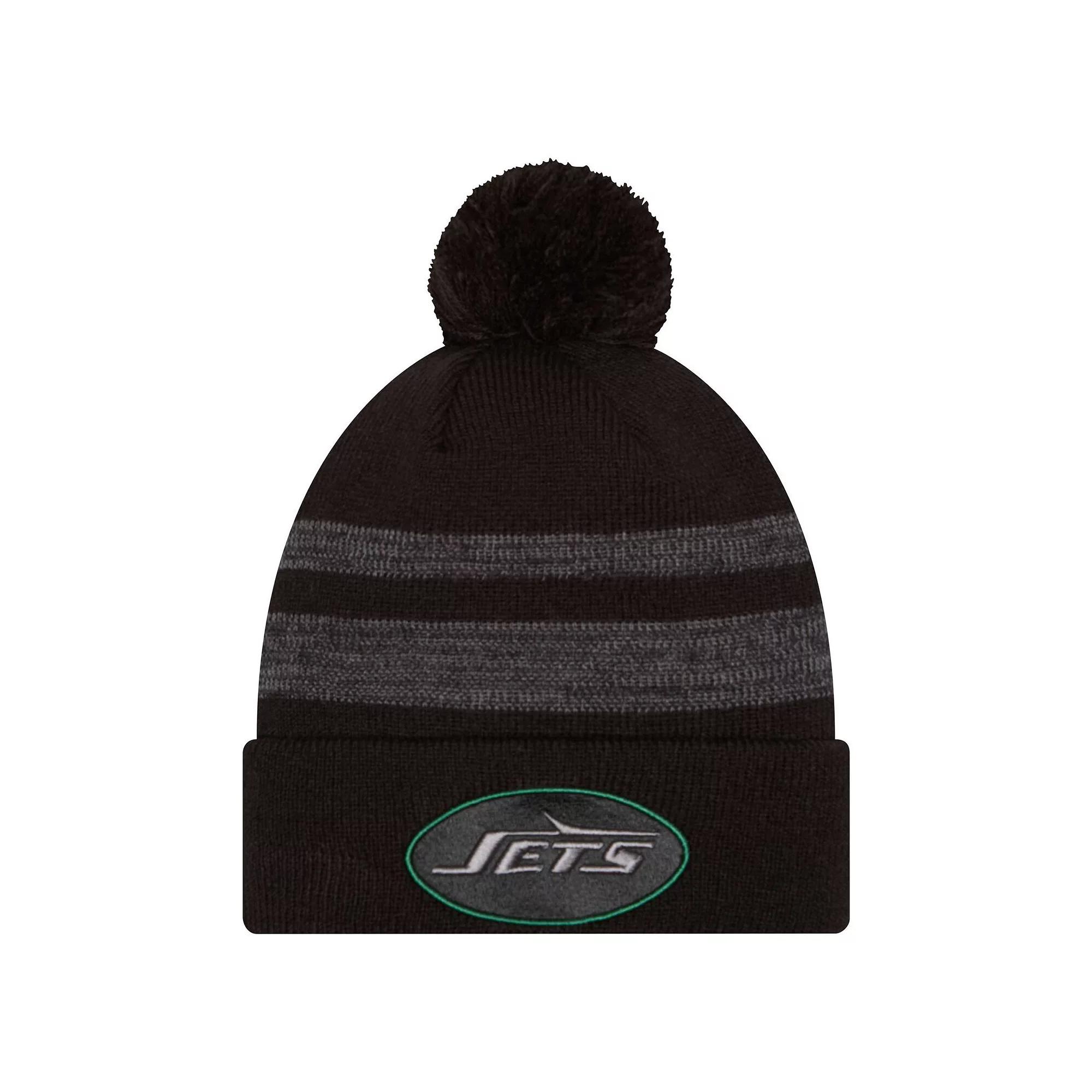Men's New Era Black New York Jets Dispatch Cuffed Knit Hat with Pom Product Image