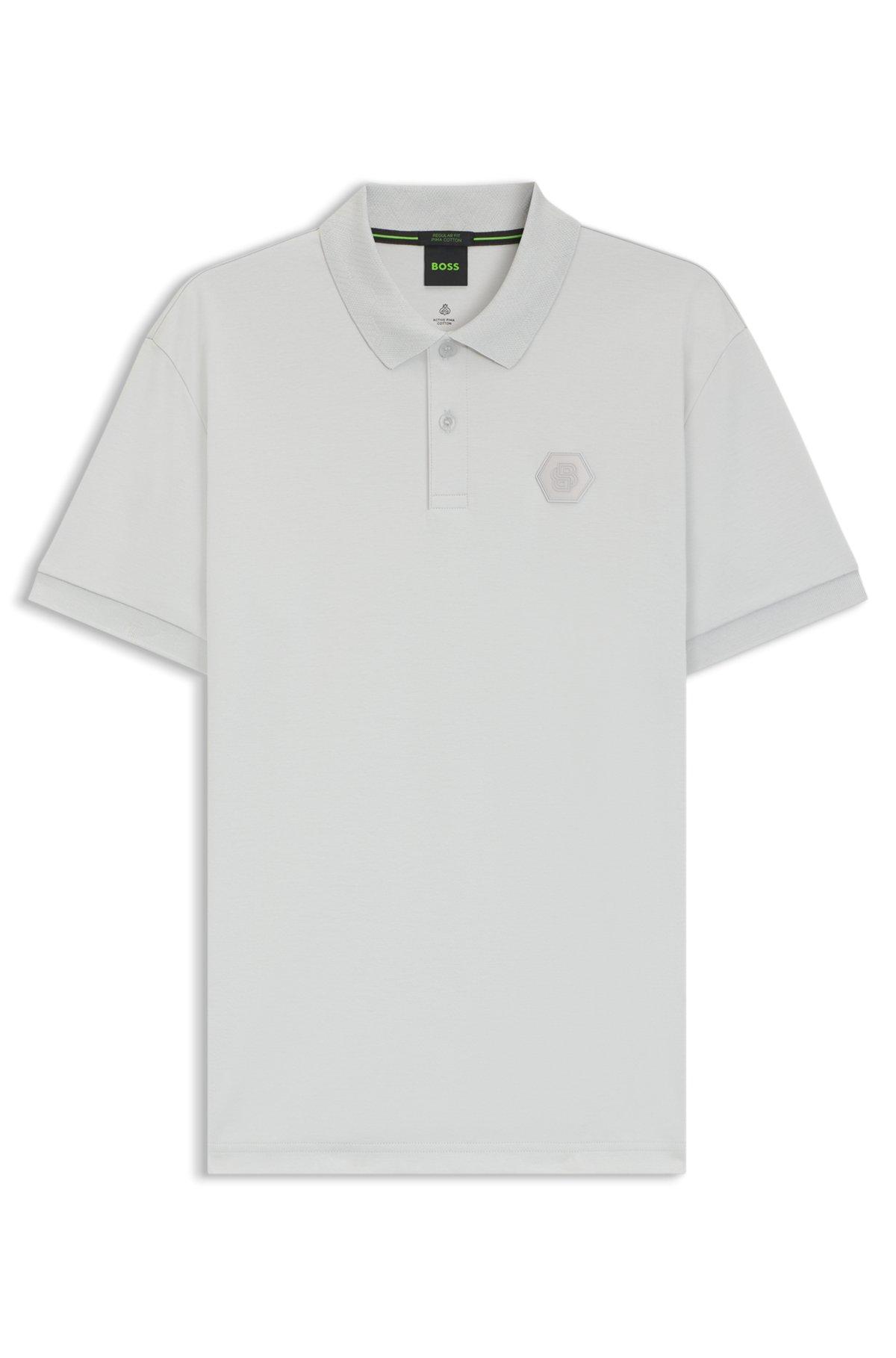 Pima-cotton polo shirt with Double B monogram Product Image