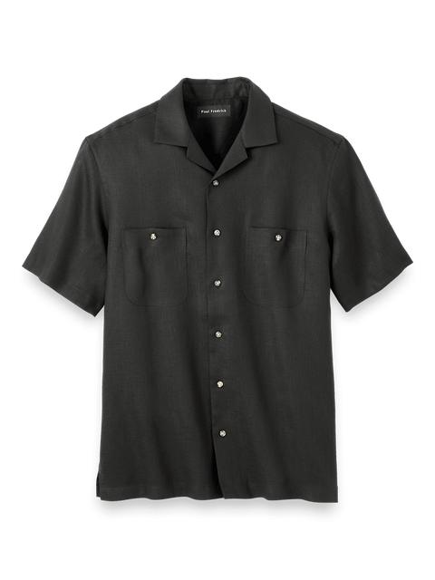 Linen Solid Casual Shirt - Black Product Image
