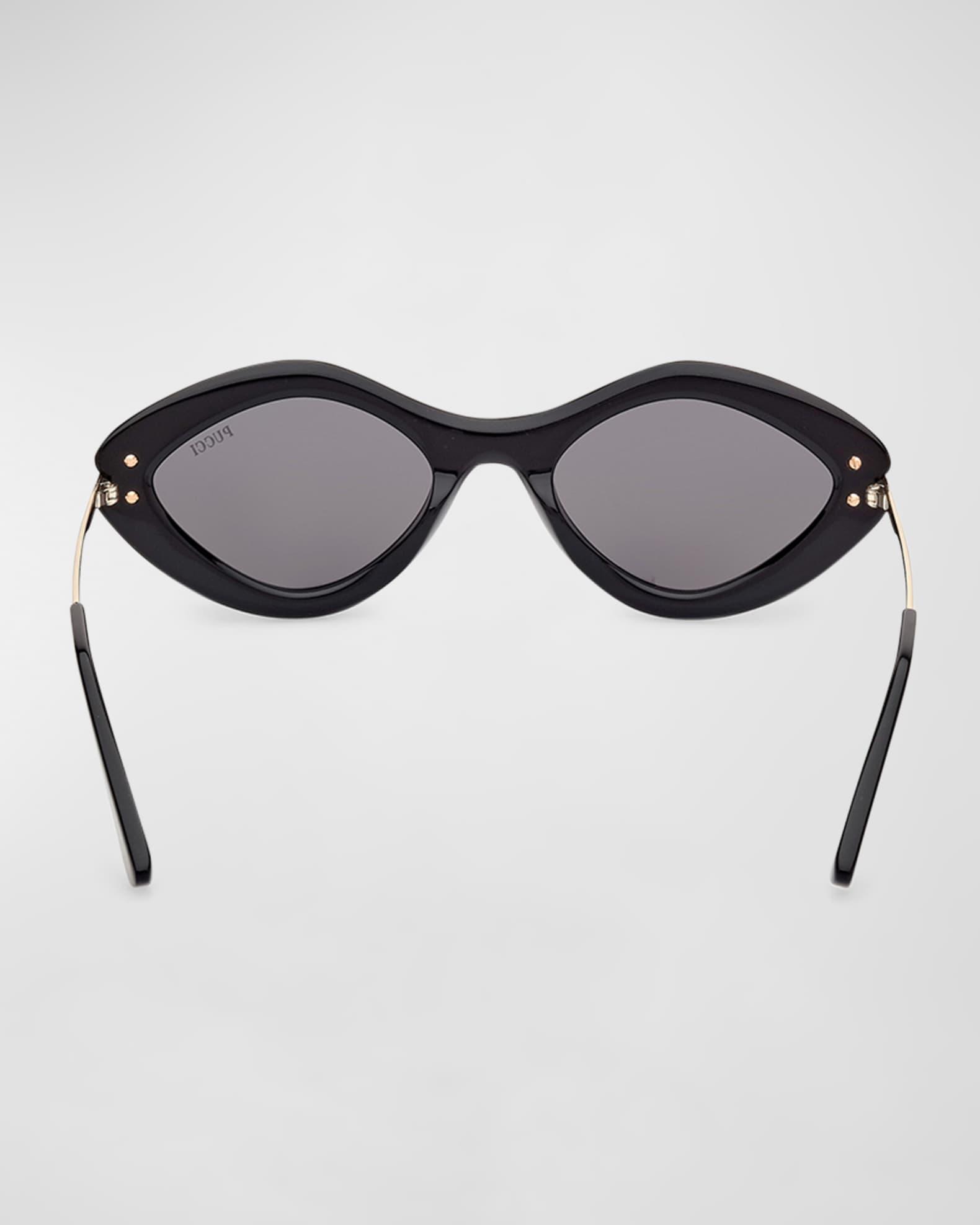 Logo Acetate & Metal Oval Sunglasses  Product Image