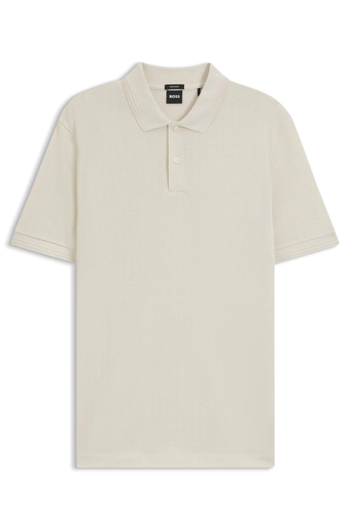 Cotton polo shirt with herringbone structure Product Image