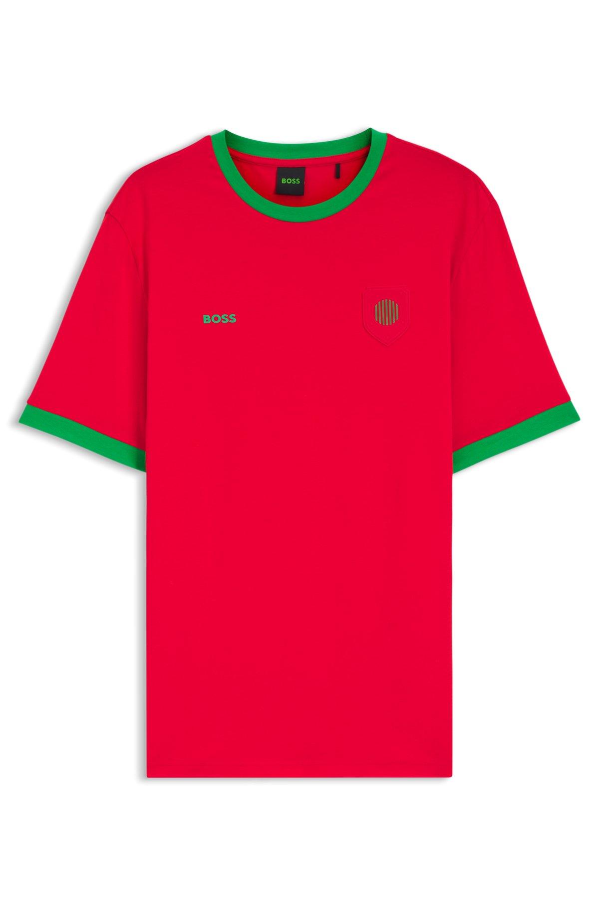 Stretch-cotton T-shirt with country flag and logo Product Image