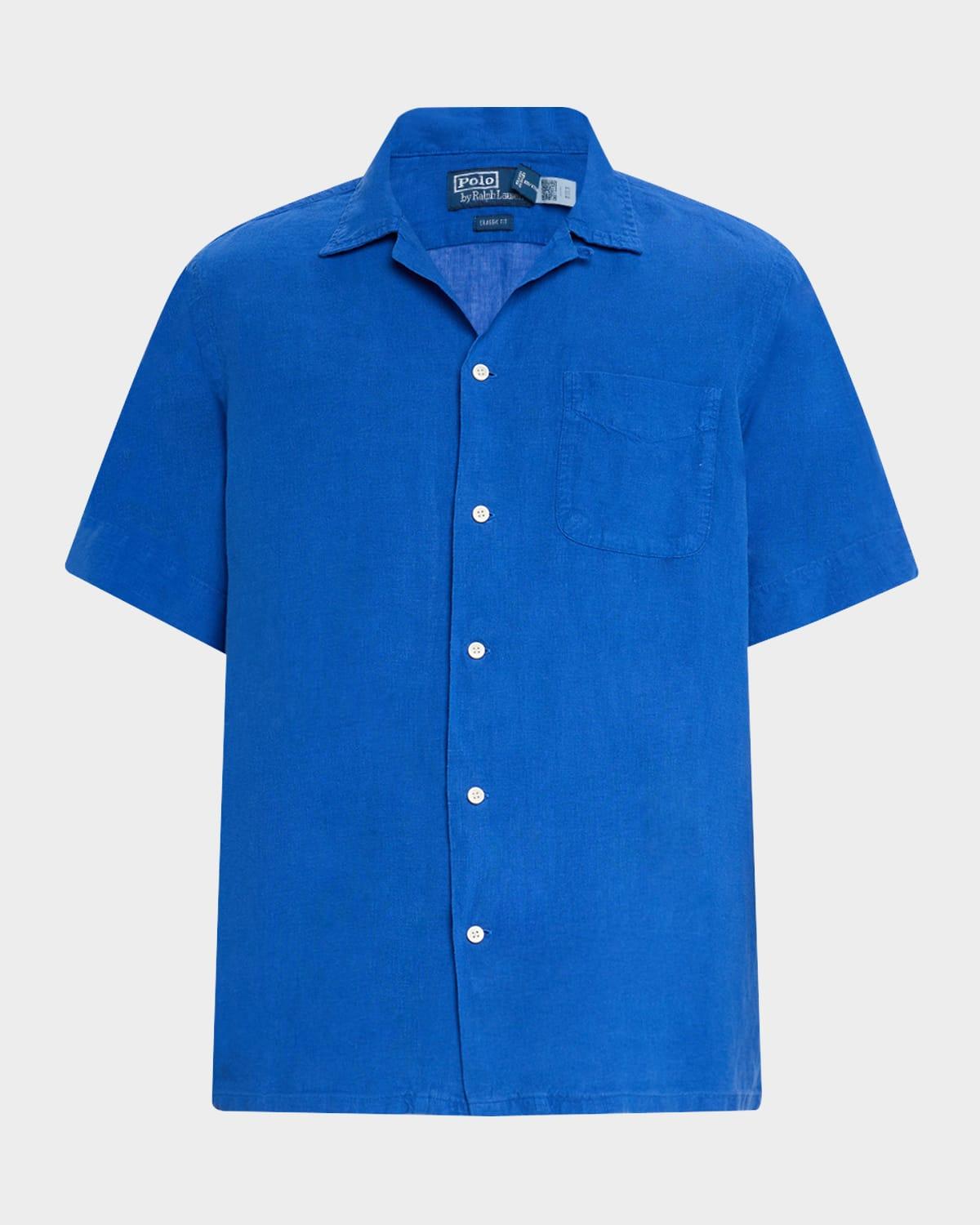 Mens Classic-Fit Slub Linen Camp Shirt Product Image