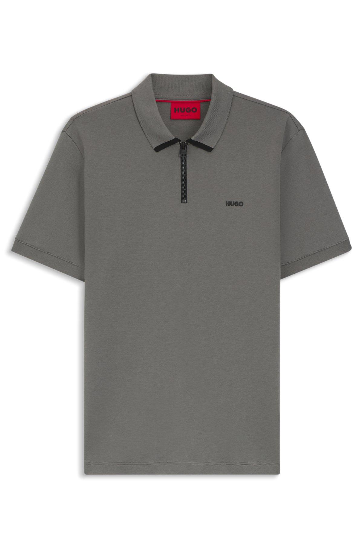 Contrast-logo polo shirt in cotton piqué Product Image