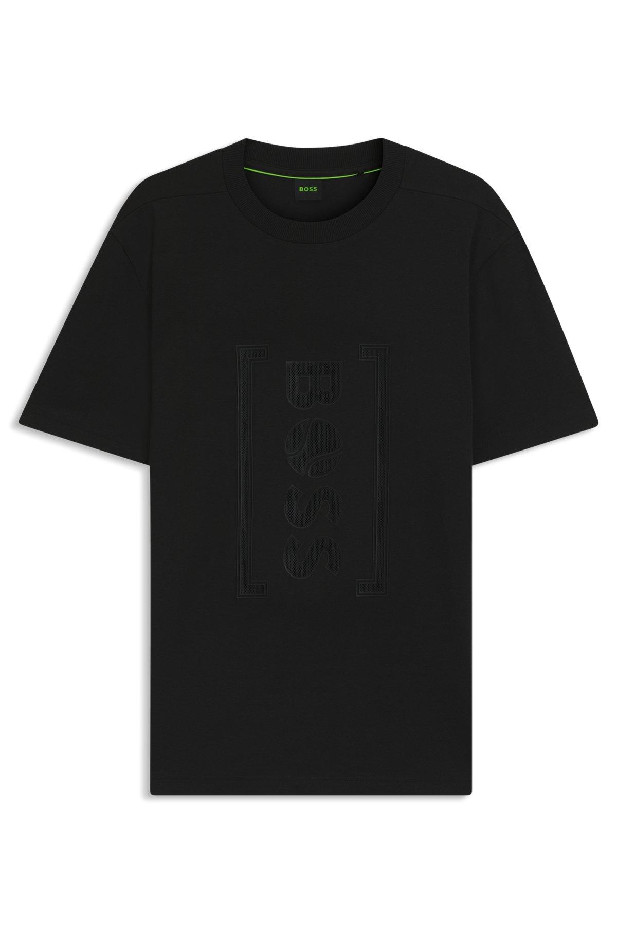 Relaxed-fit T-shirt with tennis-inspired mesh-print logo Product Image