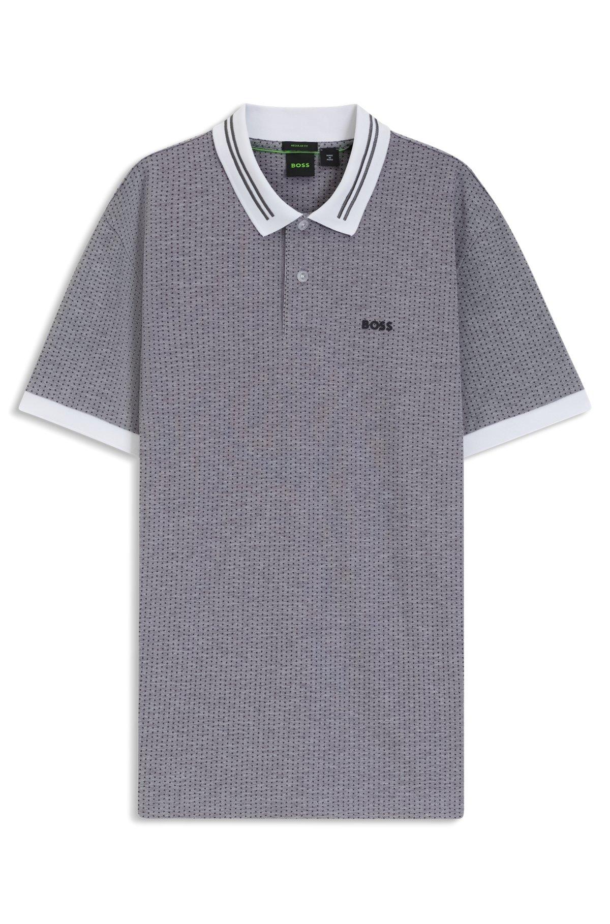 Cotton-piqué polo shirt with dot print Product Image