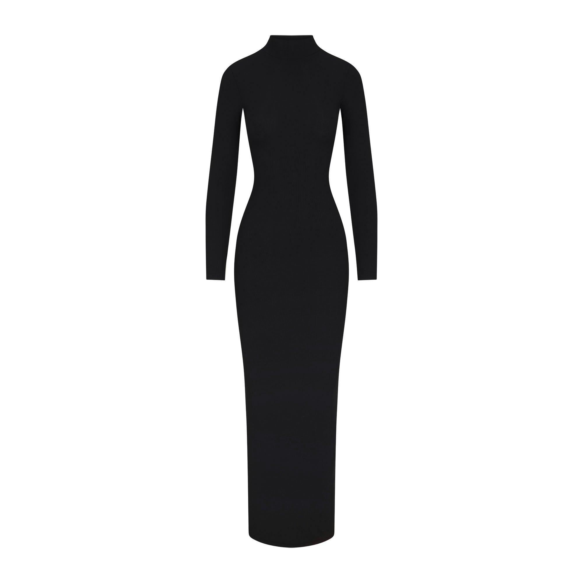 SOFT LOUNGE TURTLENECK LONG DRESS | ONYX Product Image