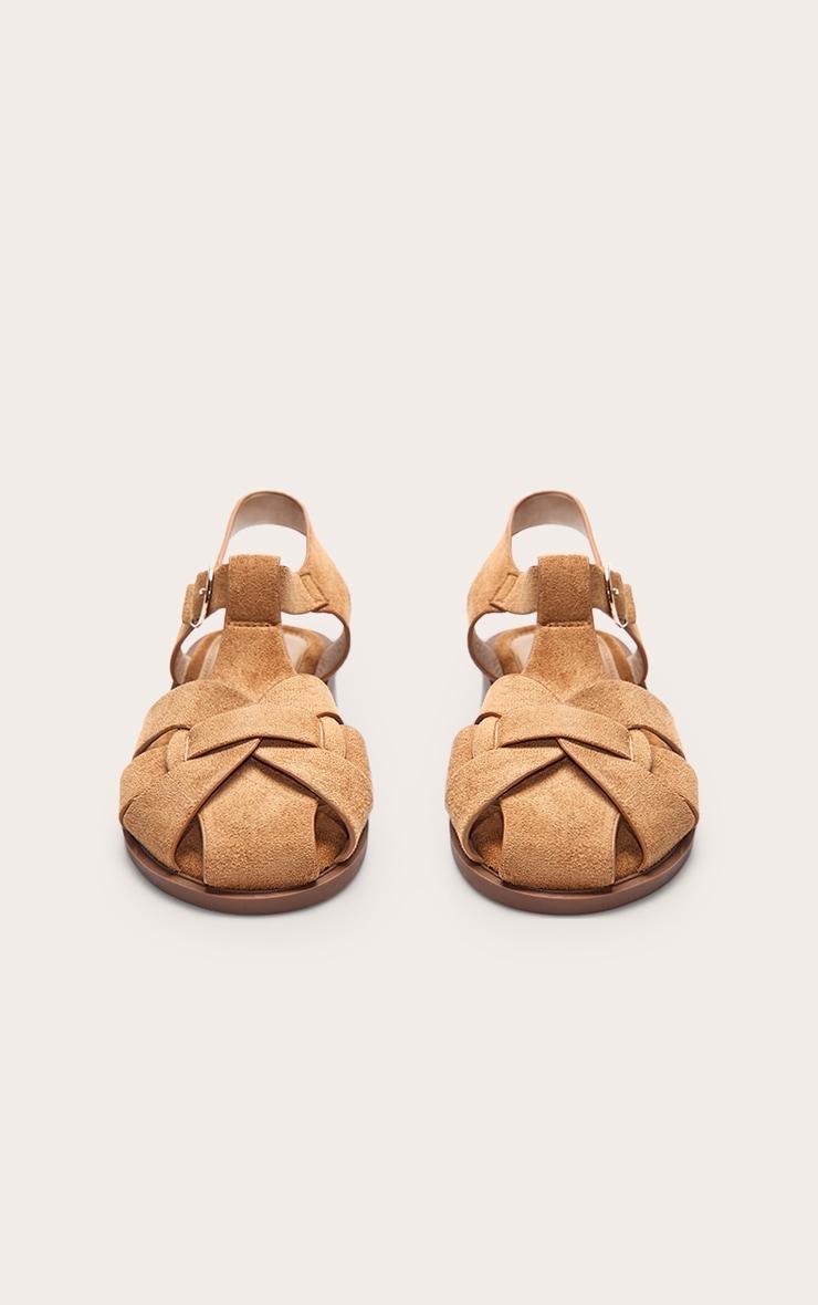 Camel Faux Suede Cage Sandals Product Image