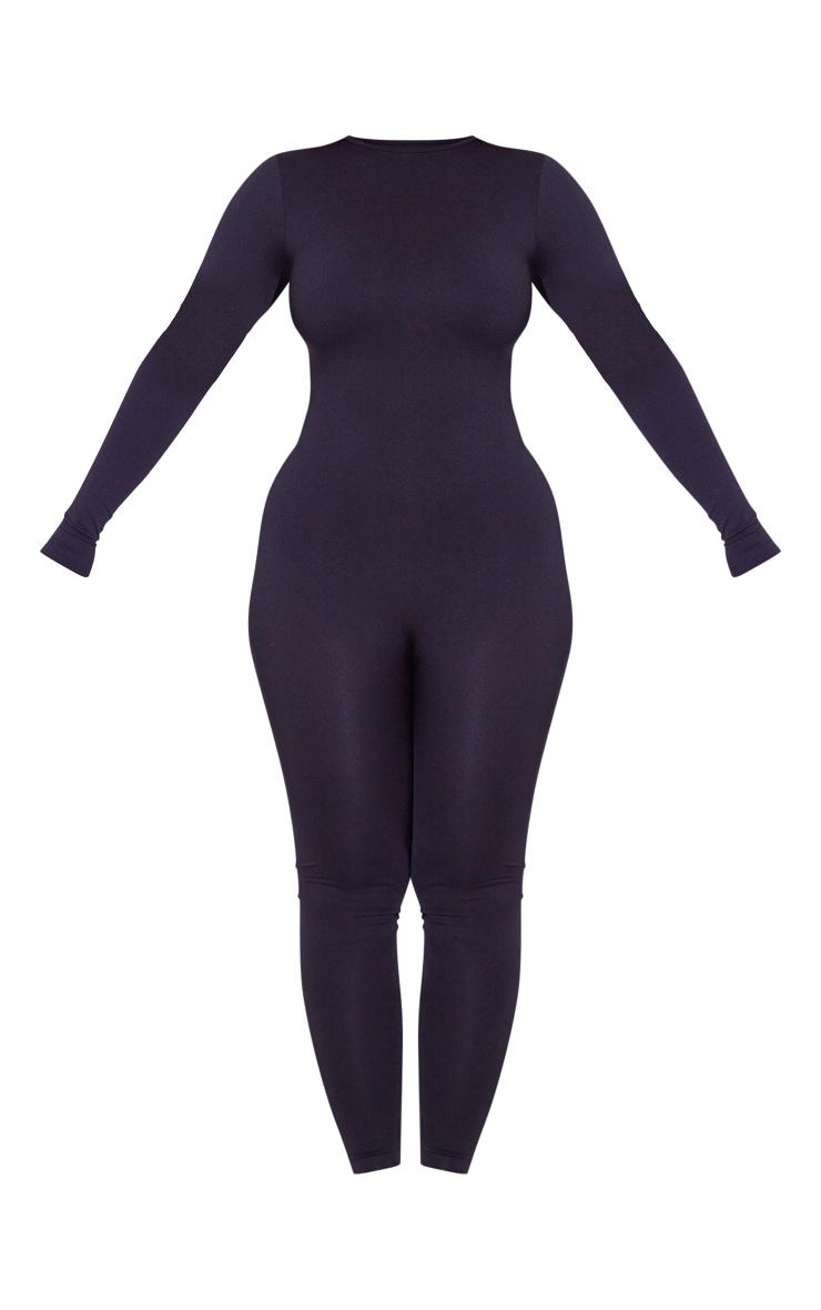Shape Black Stretch Seamless Long Sleeve Jumpsuit Product Image