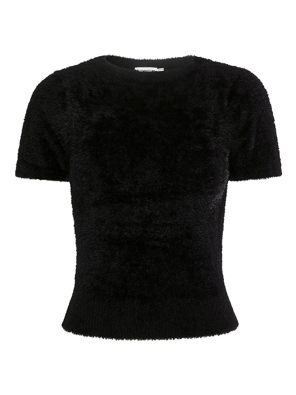 Womens Fuzzy Knit Baby Tee Product Image