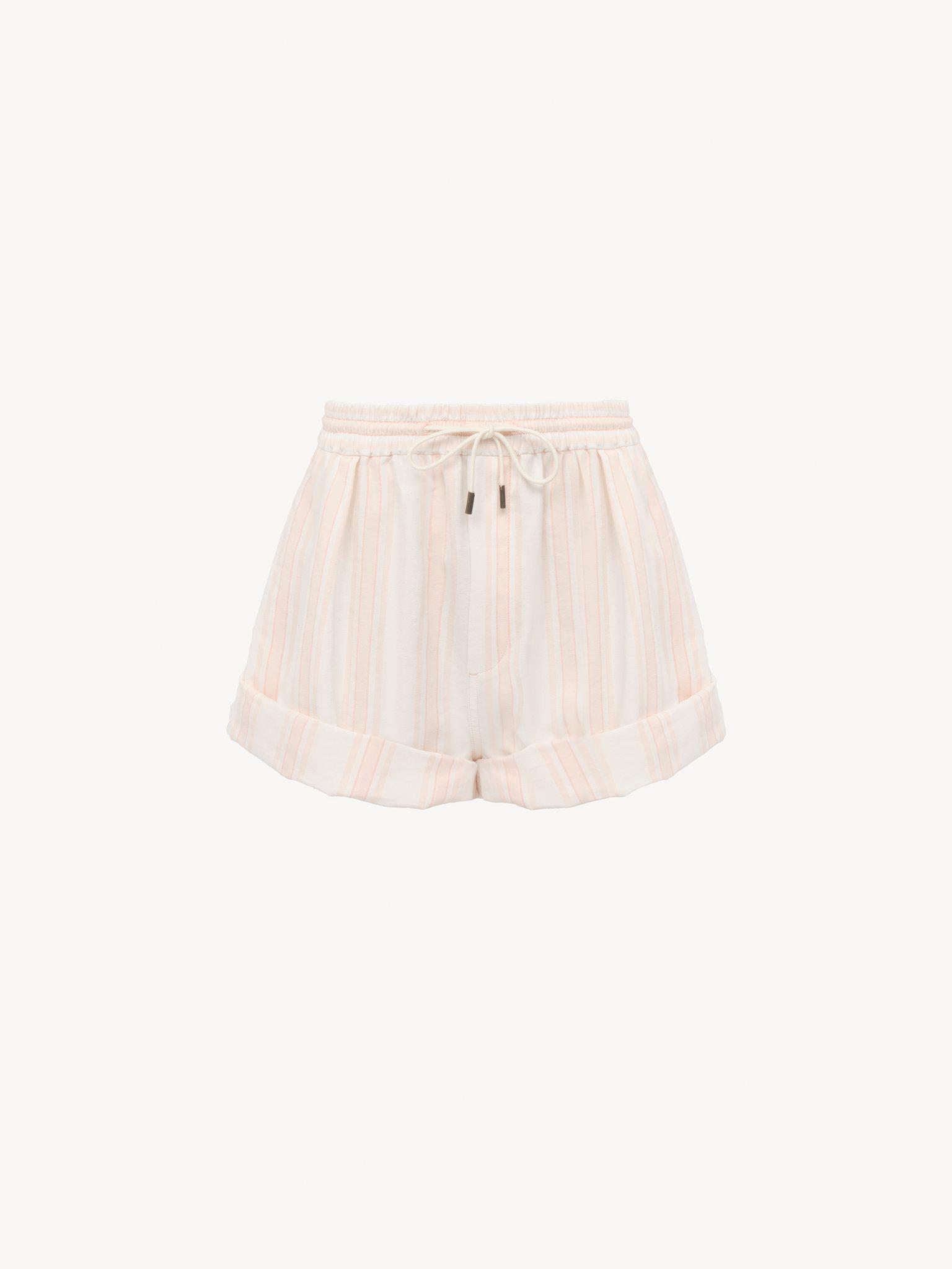 Turn-up drawstring shorts in cotton Product Image