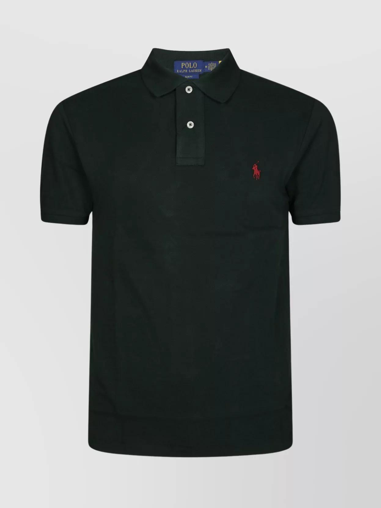 POLO RALPH LAUREN Black Polo Shirt With Classic Collar And Pony Embroidery On The Front In Cotton Man Product Image