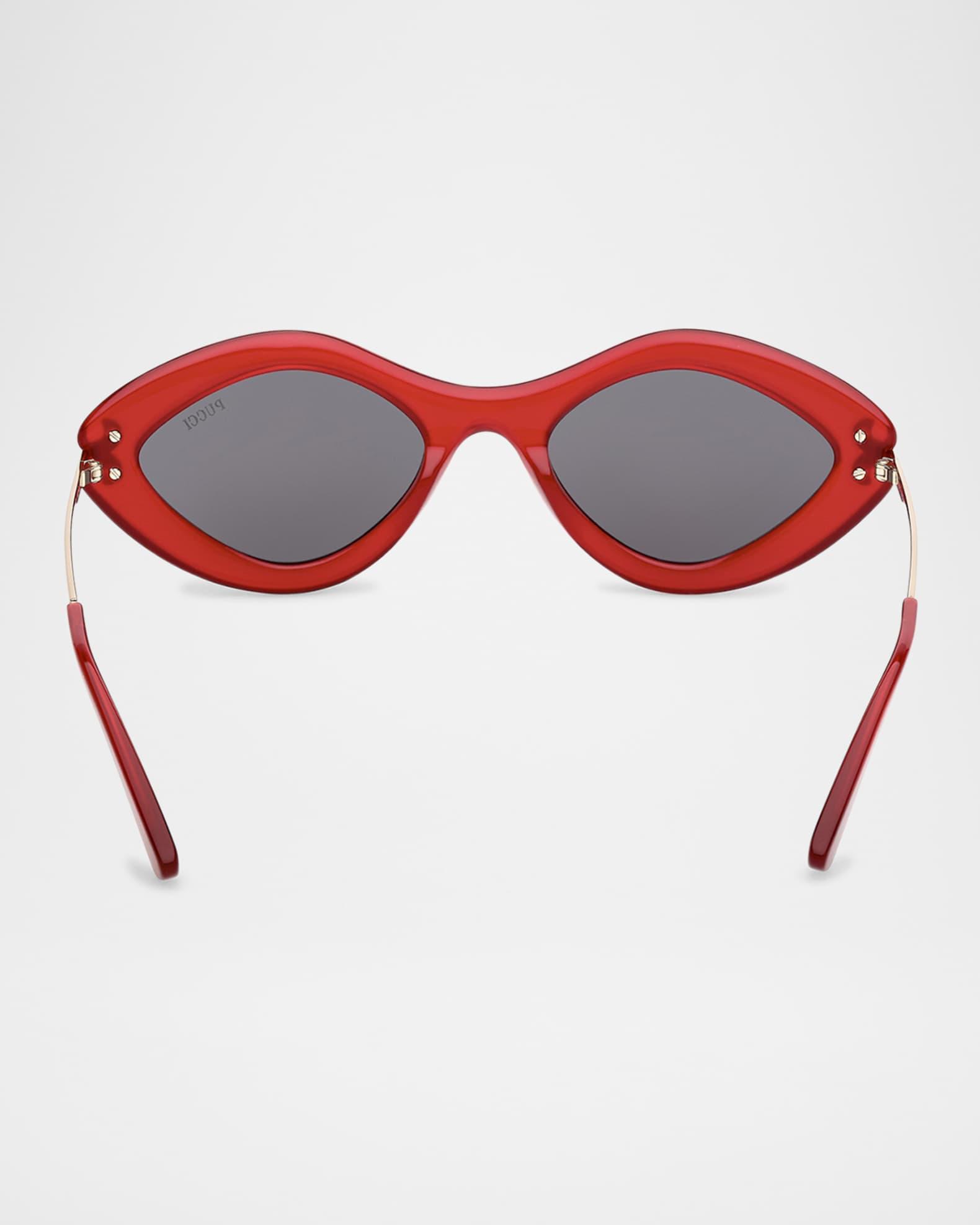 Logo Acetate & Metal Oval Sunglasses  Product Image