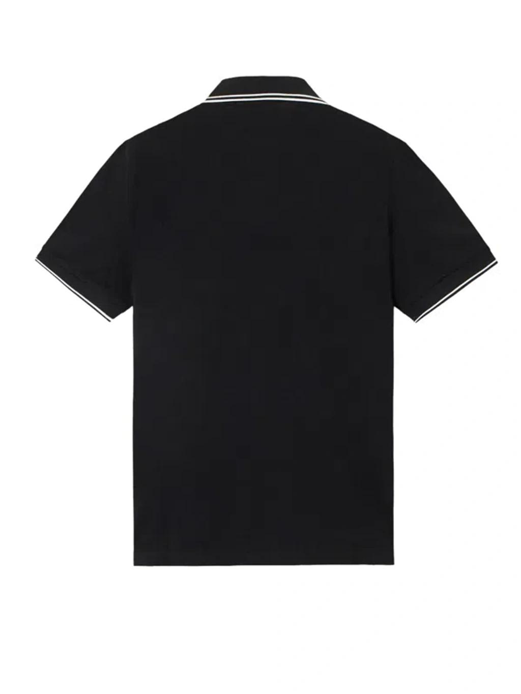 STONE ISLAND Mens Black Brand-patch Regular-fit Stretch-cotton Polo Shirt Xl Product Image