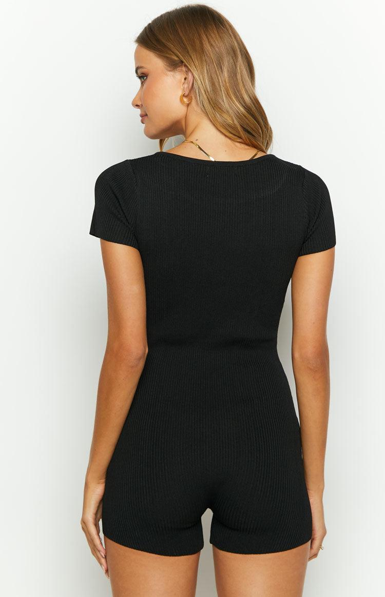 Sienna Black Knit Cut Out Playsuit Product Image