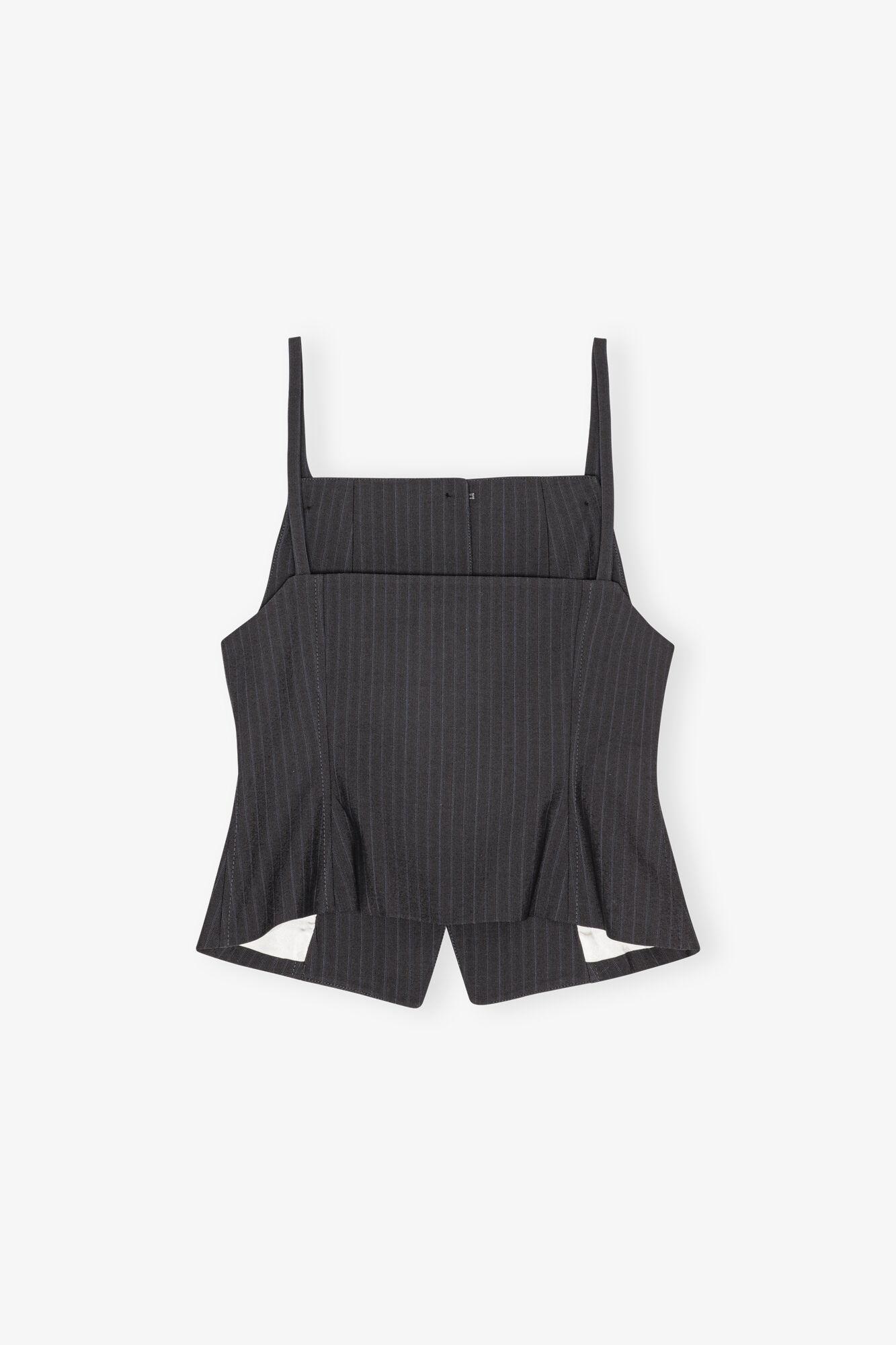 Dark Grey Stripe Suiting Vest Top Product Image