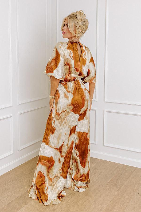 Miami Date Night Pleated Jumpsuit in Brown Curves Product Image