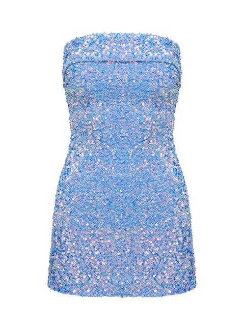 Caprina Sequin Mini Dress Light Blue Product Image