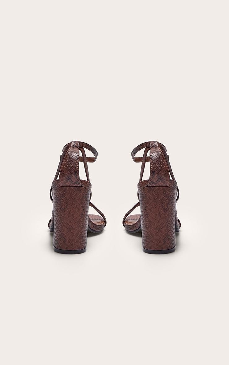 Snake Pu Square Toe Buckle Detail Block Heeled Sandal Product Image