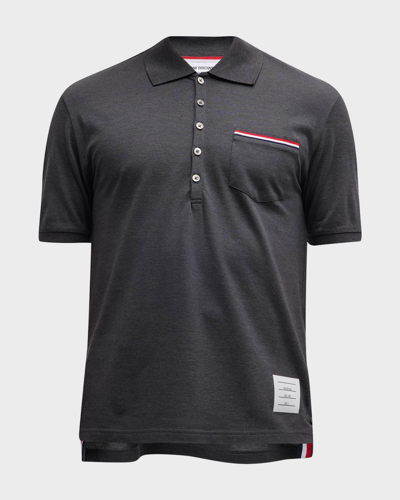 Heather Polo Shirt with Striped Pocket Product Image