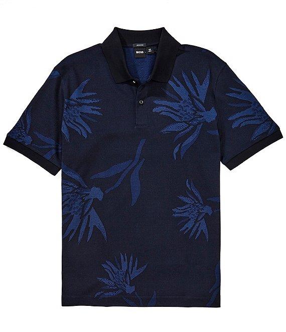 Hugo Boss BOSS Floral Jacquard Short Sleeve Polo Shirt Product Image