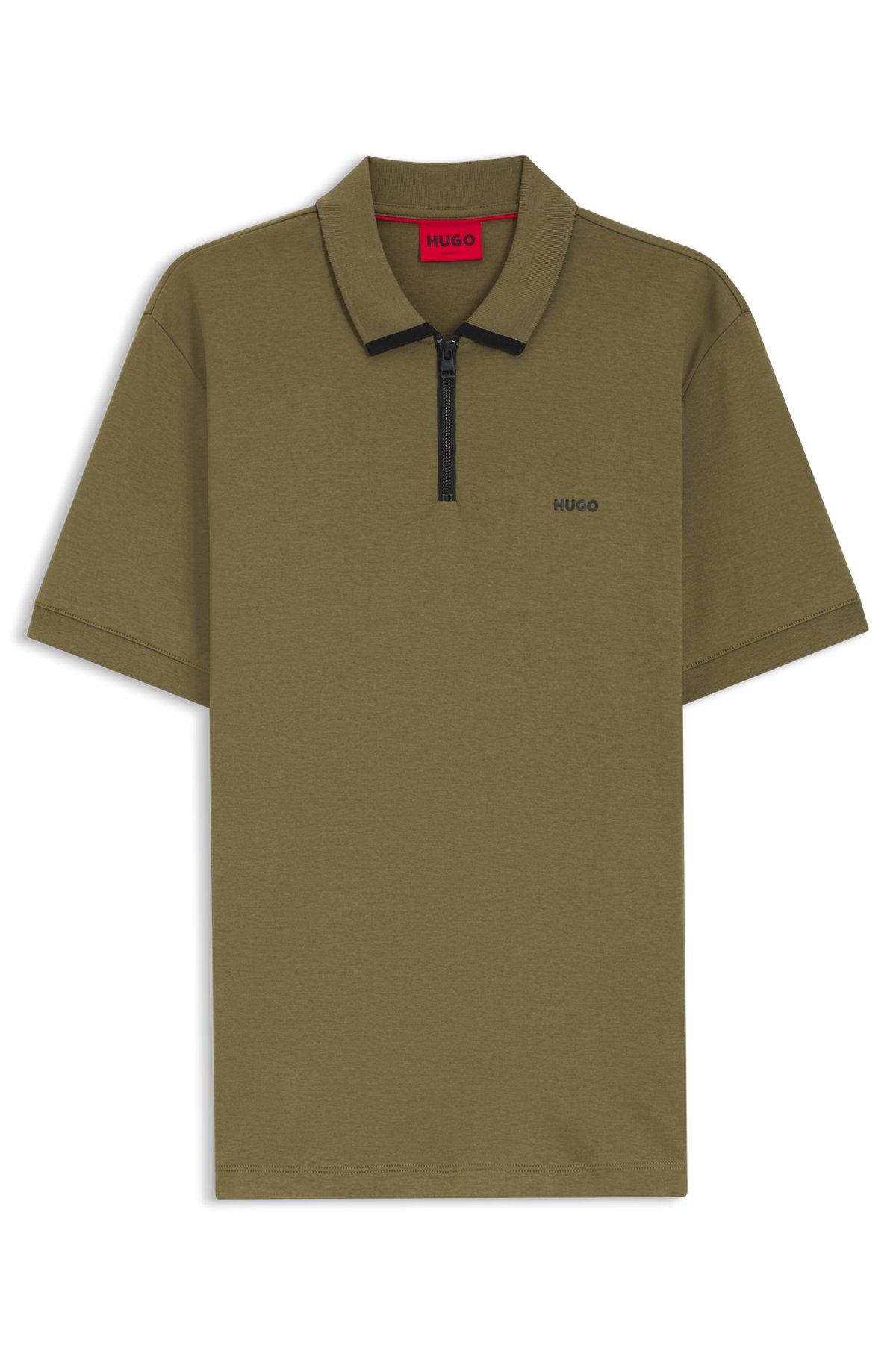 Contrast-logo polo shirt in cotton piqué Product Image