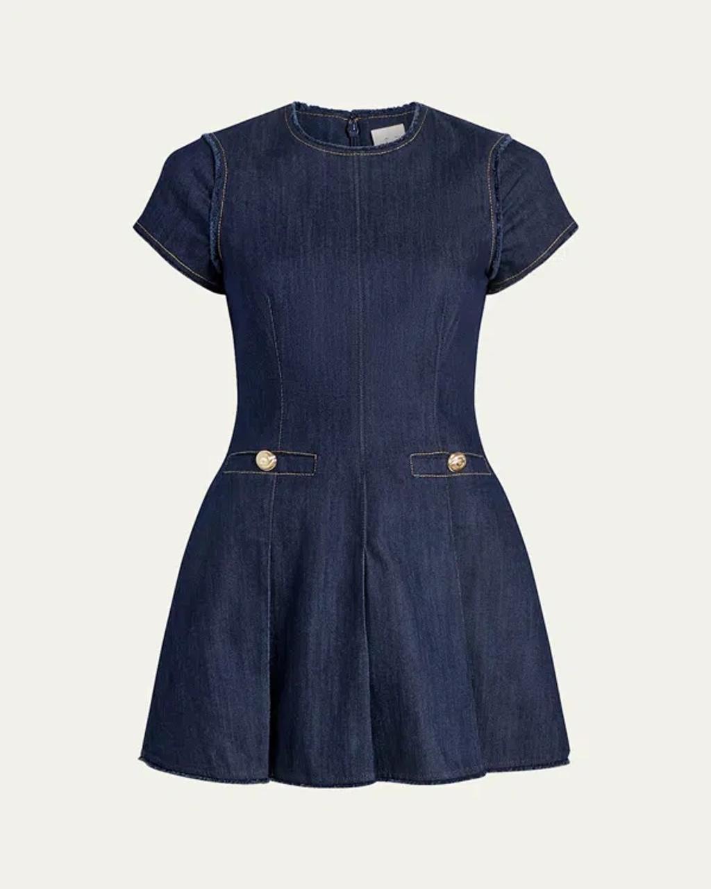 CINQ À SEPT Nova Short-sleeve Denim Mini Dress In Indigo Product Image